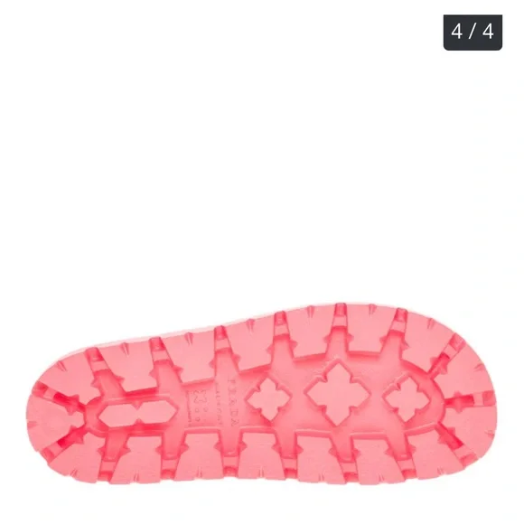 Prada Iconic Logo Vibrant Pink Slides - Picture 5 of 6